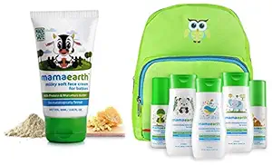 Mamaearth Milky Soft Natural Baby Face Cream For Babies 60Ml&Mamaearth Complete Baby Care Kit With Baby Lotion, Shampoo, Body Wash, Mosquito Repellent & Sunscree