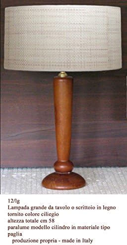 Series Furniture and Bedside Table in Cherry Color Wood Table Lamp with Shade and Suspension Chandelier in Straw Type Material Lampada Grande