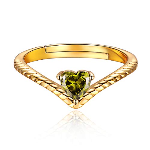 ChicSilver 12 Meses Piedras de Nacimiento Brillantes Plata de Ley 925 Anillo Oro Corazón para Amigas