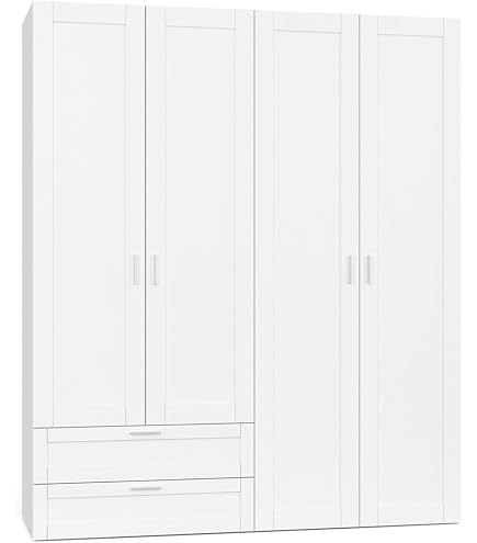 Armoire 4 Portes Battantes Avec 6 Tiroirs FORTE JUPITER - Décor Chêne Sonoma - Dimensions 206,5x60x200 Cm - Montage Simple, Fixation Murale Incluse - 8