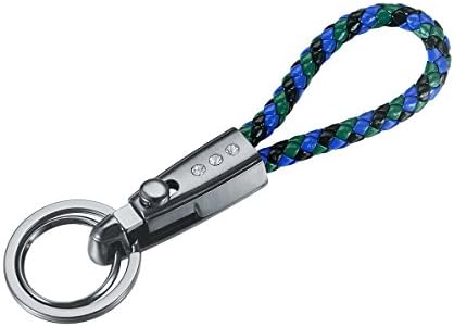 Vanlemn Multicolor Weave Genuine Leather Crocodile Strap Keyring Keychain Car Key Chain Ring Key Fob for Men and Women