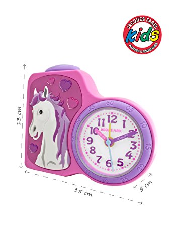 JACQUES FAREL ACB717HS-G Einhorn Wecker Mädchen Kinderwecker Kunststoff Analog Licht Alarm weiss - 3
