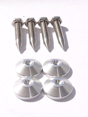 Made in Britain - M6 Solid Stainless Speaker Spikes+Aluminium Spikes Shoes for HIFI SpeakersStands