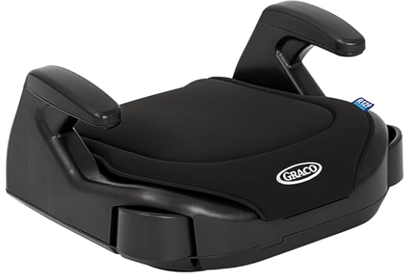 Graco Booster Basic R129, Rehausseur de siège auto sans dossier, stature de 135 à 150 cm (environ 7 à 12 ans), noir, Black