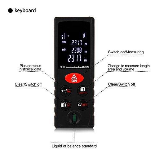 Uvistar Professional Laser Entfernungsmesser 100M Distanzmessgerät Abstandsmesser Distanzmesser, LCD Hintergrundbeleuchtung, Hohe Präzision, mit Batterie - 2