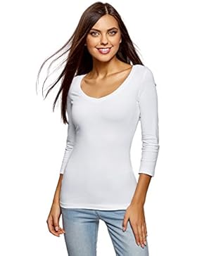 oodji Collection Damen Tagless T-Shirt mit V-Ausschnitt (2er-Pack)