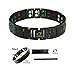 Produktbild Schwarz Double Stärke Titanium Magnetic Armband für Männer + Plus Samt Geschenk-Box – Arthritis Armband | Golf Armband | Starke Glieder Armband für Herren | Armband für Karpaltunnelsyndrom | Neodym-Magnete | Herren negativer Ion-Armband | Germanium Armband | Turmalin Armband | 5 in 1 Bio Elements | Energie Armband für Herren