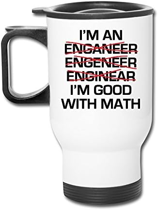 MZONE Smart Auto Mugs I'm An Engineer I'm Good At Math Vacuum Sealed Mugs White