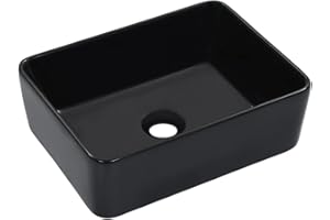 vidaXL Lavabo Sanitario Baño Servicio Fregadero Piezas de Fontanería Bricolaje Instalación Decoración Aseo Grifería Casa 40x30x13 cm Cerámica Negro