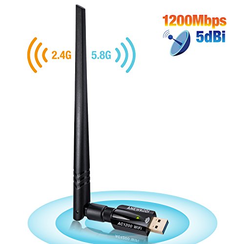 ANEWKODI 1200Mbps USB Wireless Adaptador USB 3 0 de Alta Velocidad WiFi Adaptador 5dBi Antena WiFi USB Tarjeta de Red Dual Band 2 4G   5 8G 867Mbps 802 11ac b g n Receptor WiFi Dongle WiFi para PC Windows 10   8 1   8 7   Vista MAC OS