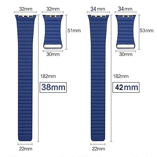 38/42 mm Apple Watch Bands Echt Leder Schlaufe iWatch Band Schlaufe, mit Magnet Schnalle Lock Ersatz Band für Apple Watch Alle Modelle - 7