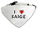 Produktbild Personalisierter Weißer Hundschal mit Aufschrift Ich liebe Saige (Vorname/Zuname/Spitzname)