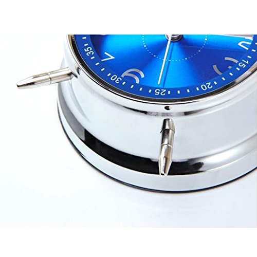 EgoEra® 4 “ Metall Zwilling Glocke Analoge Wecker Bettseite Quarzwecker laut Extrem, Blau - 2