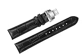 20mm schwarz Ersatz Lederarmbänder / Krokodilbänder geädert Einsatz Doppelschub Schnalle