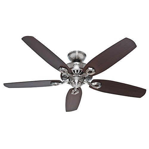 Hunter Fan Builder Elite Ventilador de techo 66 W, Acero Inoxidable, 3 Velocidades, Niquel Pulido