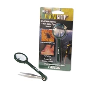 Carson 4.5x MagniGrip Compact Magnifier with Attached Fine Point Tweezers - Image 2