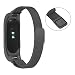 Produktbild Xiaomi Mi Band 2 Armband Pinhen Silikon Ersatz Armband Bracelet Handgelenk Band Metall Leder Gurt für Mi Band 2 Smart MiBand Ersatz-Zubehör (MiBand 2 Milanaise Black)
