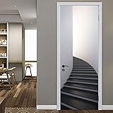 Stickers 3D Porte Poster Escaliers D'Angle Mode Créatif Papier Peint Porte Trompe L'Oeil Pour Salon Chambre Décoration De La Maison Stickers Muraux 77X200Cm Imperméable Stickers Amovibles