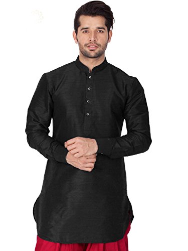 VASTRAMAYVM Mens Silk Blend Kurta - Elegance for Festivals & Events | Curved Shape Pathani Style Men Silk with Slight Cotton Mix, Mid Length Kurta | Classic Design, Premium Comfort