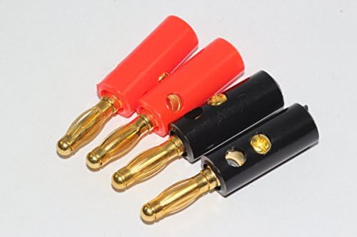 TheOneStopSatShop Banana Speaker Plugs 4mm Gold Plated 2 x Red 2 x Black