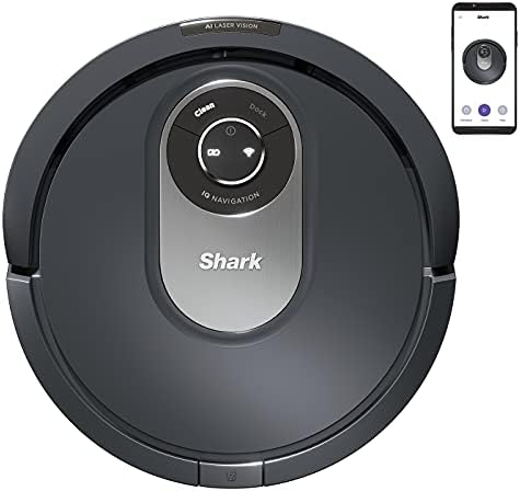Shark AI Aspirapolvere Robot, con Anti Hair Wrap Adatto a Tutti i Tappeti e Pavimenti Duri, Autonomia Fino a 90 Minuti, Controlli Manuali e Via App, Grigio RV2001EU