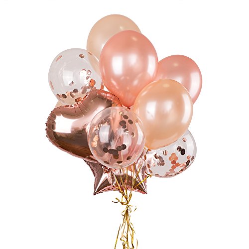 Oro Rosa Conjunto de Globos de Látex Confeti Champagne Gold Globos Foil Globos para la boda Compromiso Fiesta de despedida de soltera Baby Shower Cumpleaños Decoraciones