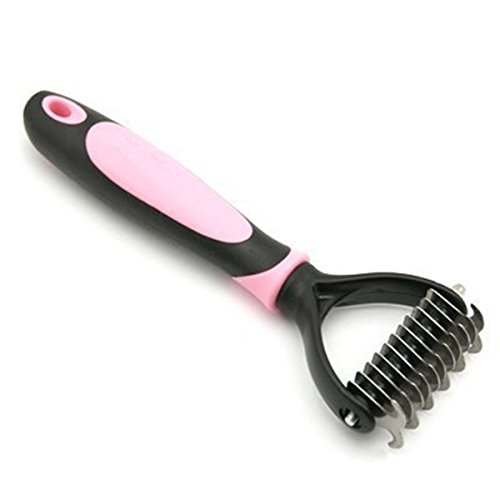 Marchandises Pour Chiens Utiles Inoxydable Chien Chat Cheveux Peigne brosse Râteau Toilettage Pet Démêlant Peigne En Brosse À Cheveux Lisse Cheveux Peigne (Rose)