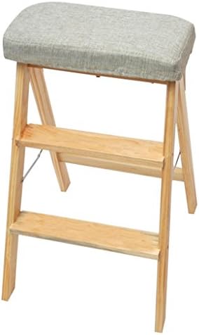 Simple Step Stools Foot Stool Solid Wood Folding 3 Step Ladder Kitchen Household High Stool (Color : Pure color)