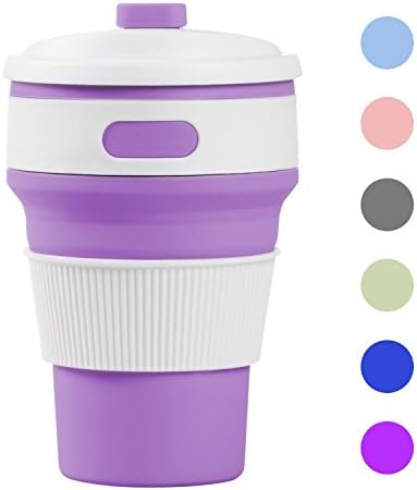 Collapsible Silicone Lightweight Coffee Cup, Reusable Travel Mug, Leak Proof Tea Cup for Outdoor Sports Traveling Hiking &amp; Office Home Use by feierna (Purple)
