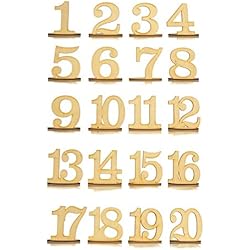 Números de mesa de madera con base de soporte para decoración de mesa de boda rústica