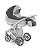 Lux4Kids Kinderwagen Set Babywanne Sportsitz Babyschale Wickeltasche Matratze Buggy optionales Zubehör Ganzjahres Sommer Winter 3in1 VIP Luxus Made in EU Piro + Autositz Grau-Anthrazit-Weiss PR-4 mit Isofix-Ausstattung mit Sonnenschirm mit Winterfußsack Fleece