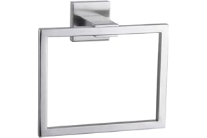 KWQKEM Square Towel Ring Black Hand Towel Holder Wall Mounted Hand Towel Rack Stainless Steel Kitchen Towel Holder Hand Towel Bar Bathroom Accessories for Towel Storage (Brushed Nickle)