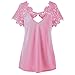 Produktbild TUDUZ Oversize Oberteil Damen V-Ausschnitt Spitze Kurzarm Trim Cutwork Loose Fit T-Shirt Tops
