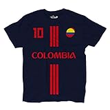 100% algodón KiarenzaFD Camiseta Camiseta Fútbol 2 James Selección Rodriguez Colombia 10 Hombre, KTS01862-S-Blu-Navy, Azul Navy, Small