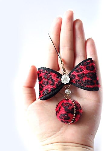 Red-black Bow-knot with Ball Keyring Charm Dalmatian Pendant Purse Bag Key Ring Chain Gift, New