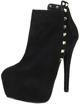 High Heel Stiefeletten Damenschuhe Schlupfstiefel Pfennig-/Stilettoabsatz High Heels Reißverschluss Ital-Design...
