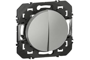 Legrand 600102 Double interrupteur ou va-et-vient dooxie 10AX 250V~ finition alu