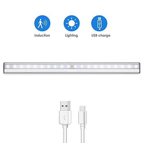 Preisvergleich Produktbild Schrankbeleuchtung LED Kaltweiß Joyhero Kabellose USB Schrankenbeleuchtung mit Bewegungssensor, Nachtlicht mit eingebautem Akku, LED Lampe für Wandschrank, Dachboden, Treppen, Küche, Kabinett, Flur (Kaltweiß)
