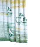 Ridder 483350-350 Duschvorhang Textil 180 x 200 cm Tahiti inklusive Aufhängeringe, grün