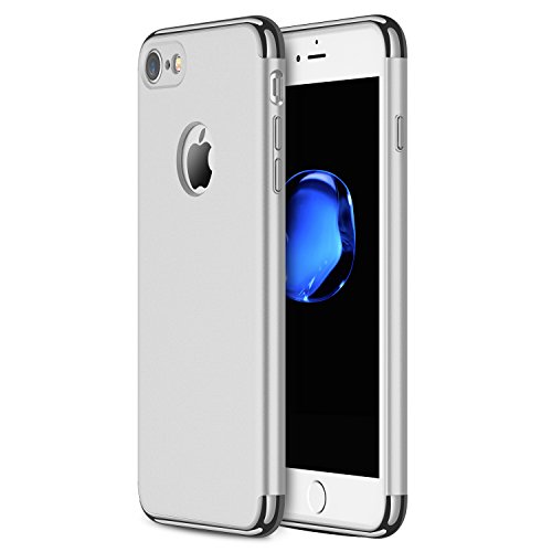 iPhone 7 Case, RANVOO 3 in 1 Hard Slim Anti-Scratch Shockproof Electroplate Frame with Coated Surface Case for Apple iPhone 7 (2016), Silver [LOGO Cut-out]