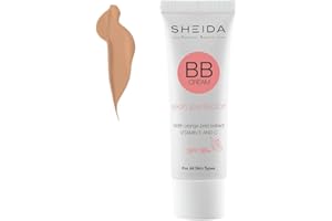SHEIDA BB Creme Leight, crème de jour teintée avec SPF 30+, hydratation 24h et optimiseur de la peau pour un teint uniforme, enrichi en vitamine E & C