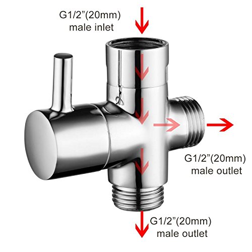 CIENCIA 3 Wege Umschaltventil G 1/2 “ massives Messing Brause Dusche Umschaltventil/Dusche Adapter/Umstellventil, Chrom DSF007 - 5