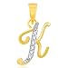 Alphabet Collection Initial Letter "K"Gold and Rhodium Plated Alloy Pendant for Men & Women made with Cubic Zirconia -  P1106G [VKP1106G] RS.199.00
