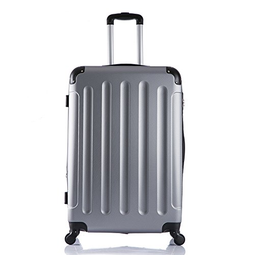 Preisvergleich Produktbild WOLTU RK4203sb Reise Koffer Trolley Hartschale mit erweiterbare Volumen , Reisekoffer Hartschalenkoffer 4 Rollen , M / L / XL / Set , leicht und günstig , Silber (XL, 76 cm & 110 Liter)