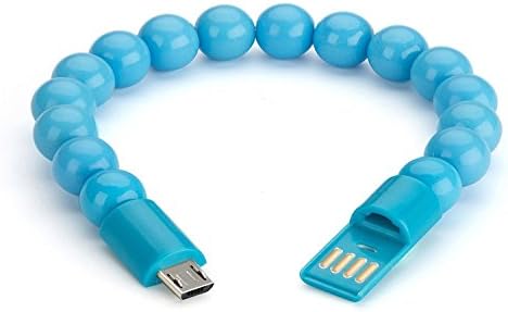 Bead Bracelet Charging Cable Data Cable with Micro USB Port suitable for Android Galaxy S7, S7 Edge, HTC, Nokia, Huawei, Sony, etc off-white light blue