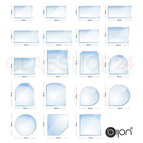 6mm Kamin Glasbodenplatte – Tropfenbogen 1100 x 1100mm – 18mm Facette // kostenloser Versand - 3