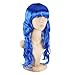 Popamazing Multicolor Chic Long Curly Wavy Hair Wig Cosplay Party Fancy Dress (Blue)