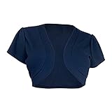 Lavable En La Lavadora Toreras Mujeres Manga Corta Bolero Cárdigan Chaqueta Corta Elegante Azul Marino 2XL