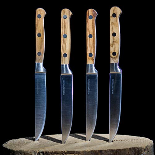 makami Steakmesser Set Olive Deluxe mit glatter Edelstahlklinge und Griff aus hochwertigem französischem Olivenholz in Geschenkverpackung - 7