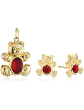 Orphelia Kinder-Schmuckset lovely girls Anhnger und Ohrstecker 'Birthday Bears' 18 Karat 750 Gelbgold Ruby OH-003